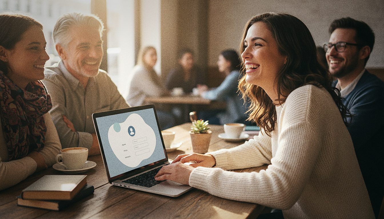Persona registrándose en una página de contactos gratuita